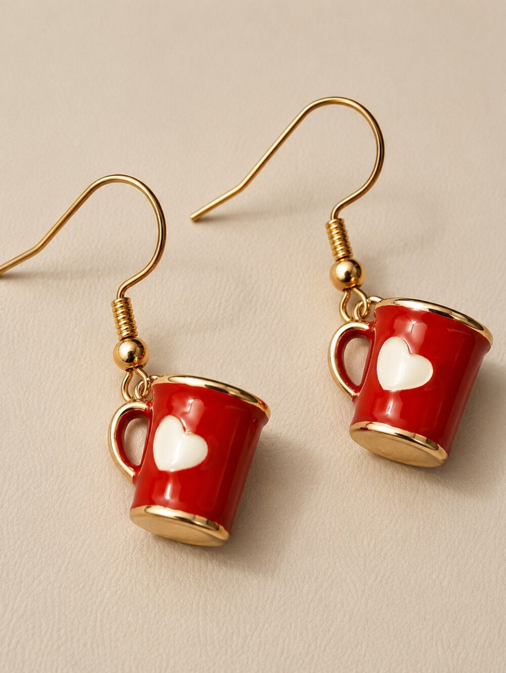 I Love Coffee Mug Earrings 925 Silver Posts Gold  Mugs With Heart
